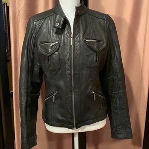 Michael Kors Leather Jacket Size L Black.